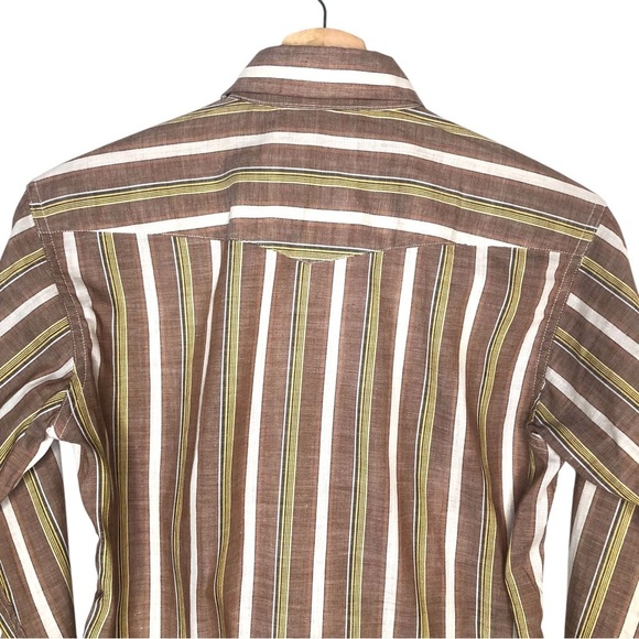 VINTAGE 70s H Bar C California Ranchwear Mens Brown Striped Western Shirt Small - Picture 8 of 8